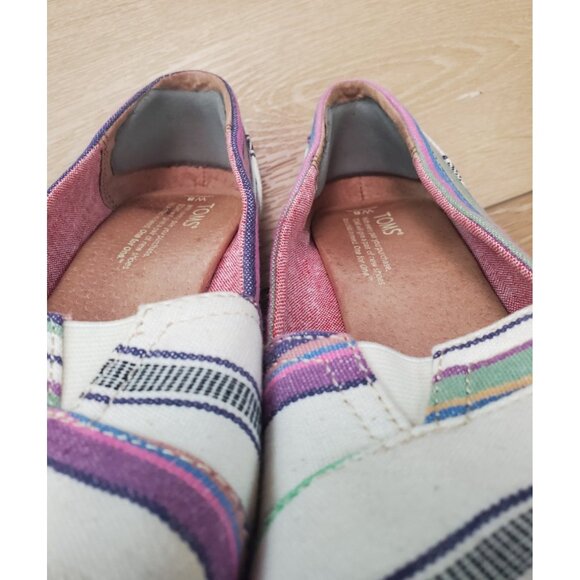 Toms Womens Wedge Sandals Peep Toe Colorful Stripe Espadrille Multicolor Size 8 - Picture 7 of 10